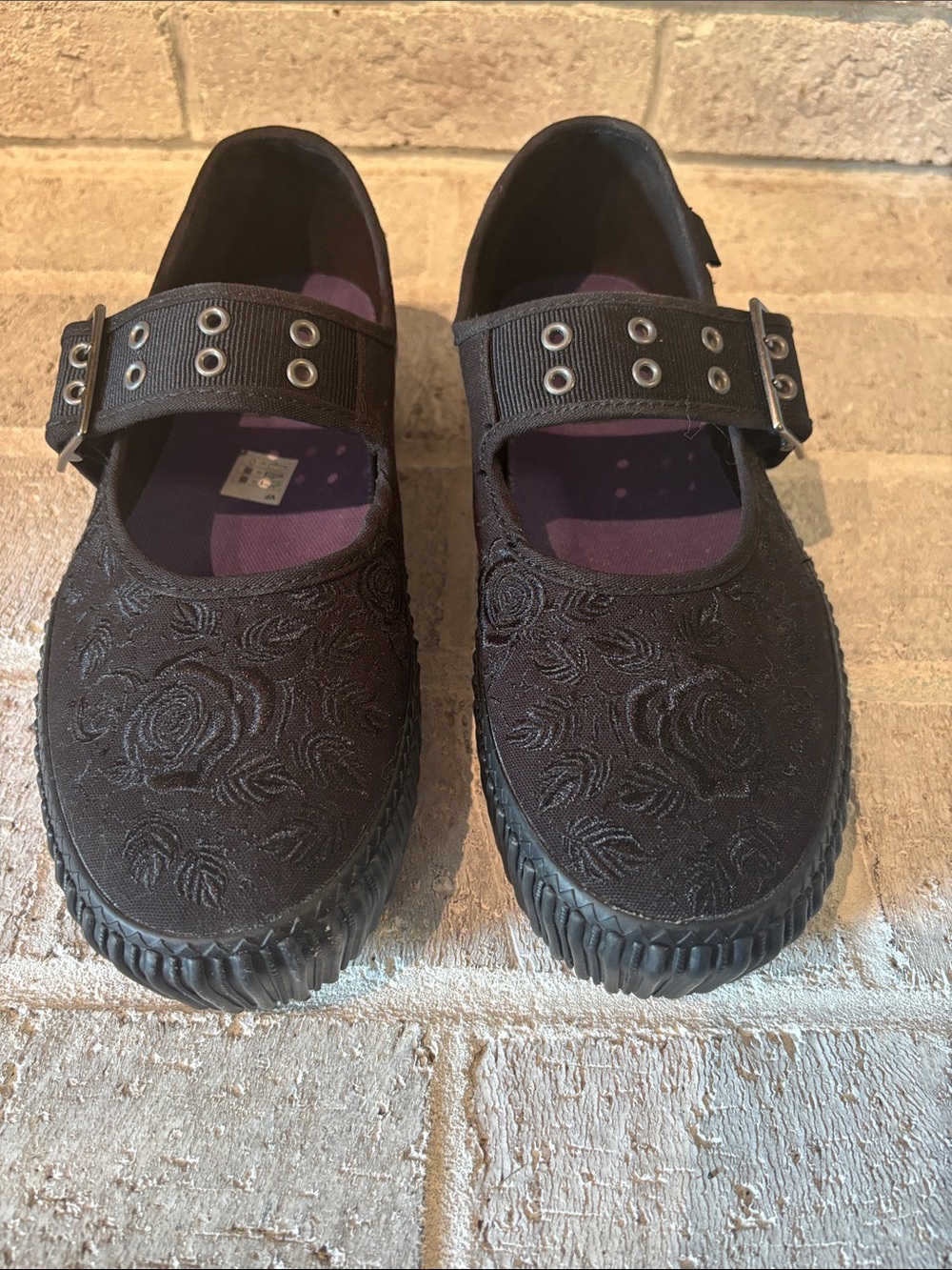 Vans Black Floral Embroidered Mary Jane Sneakers